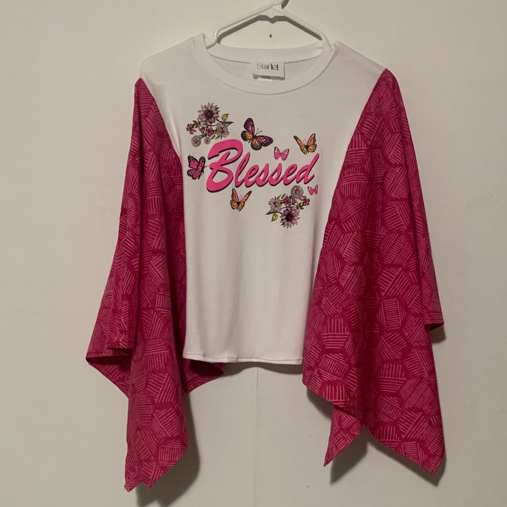 Handmade Boho Poncho with Butterfly Design.
